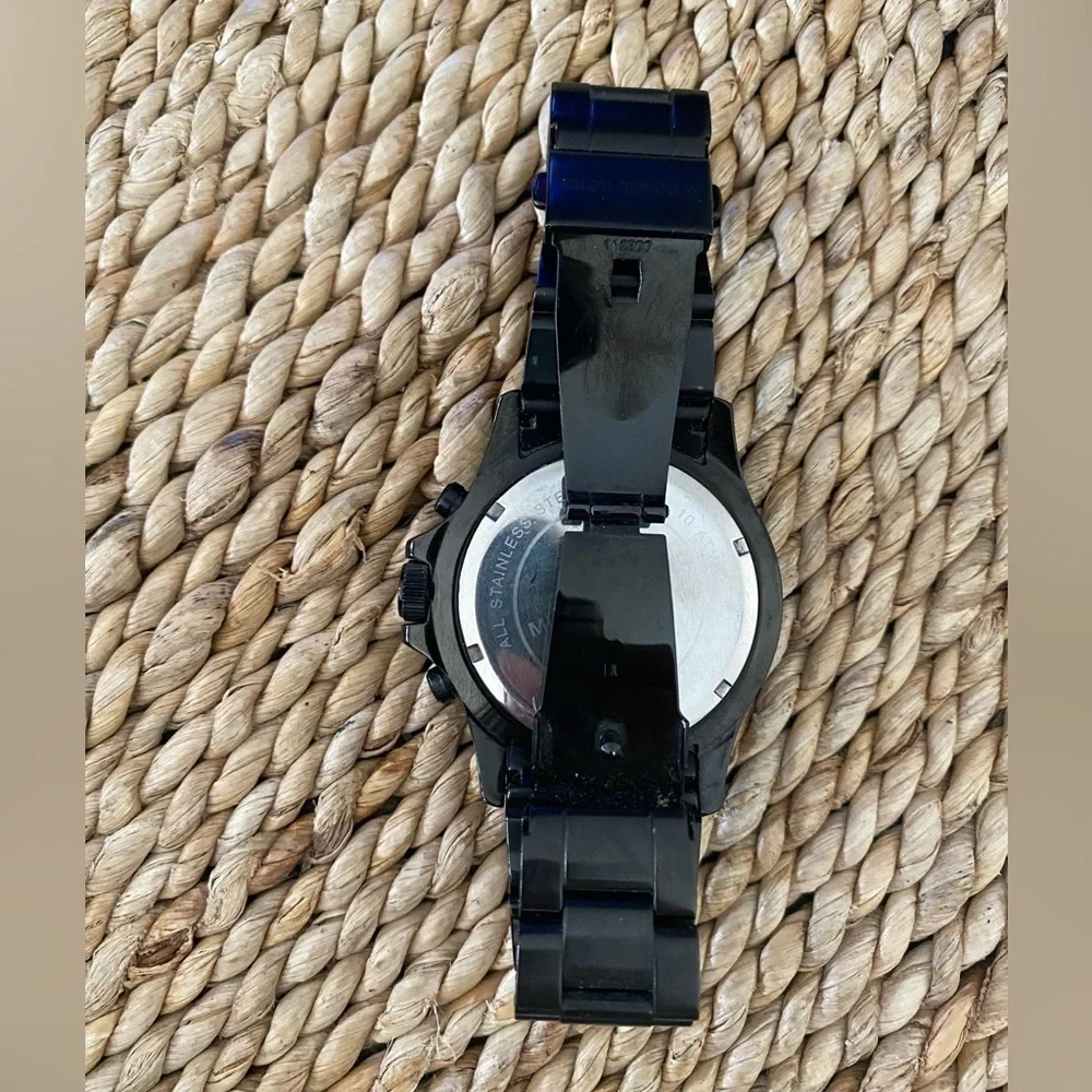 Unisex Black Michael Kors Stainless Steel 3 Dial Watch